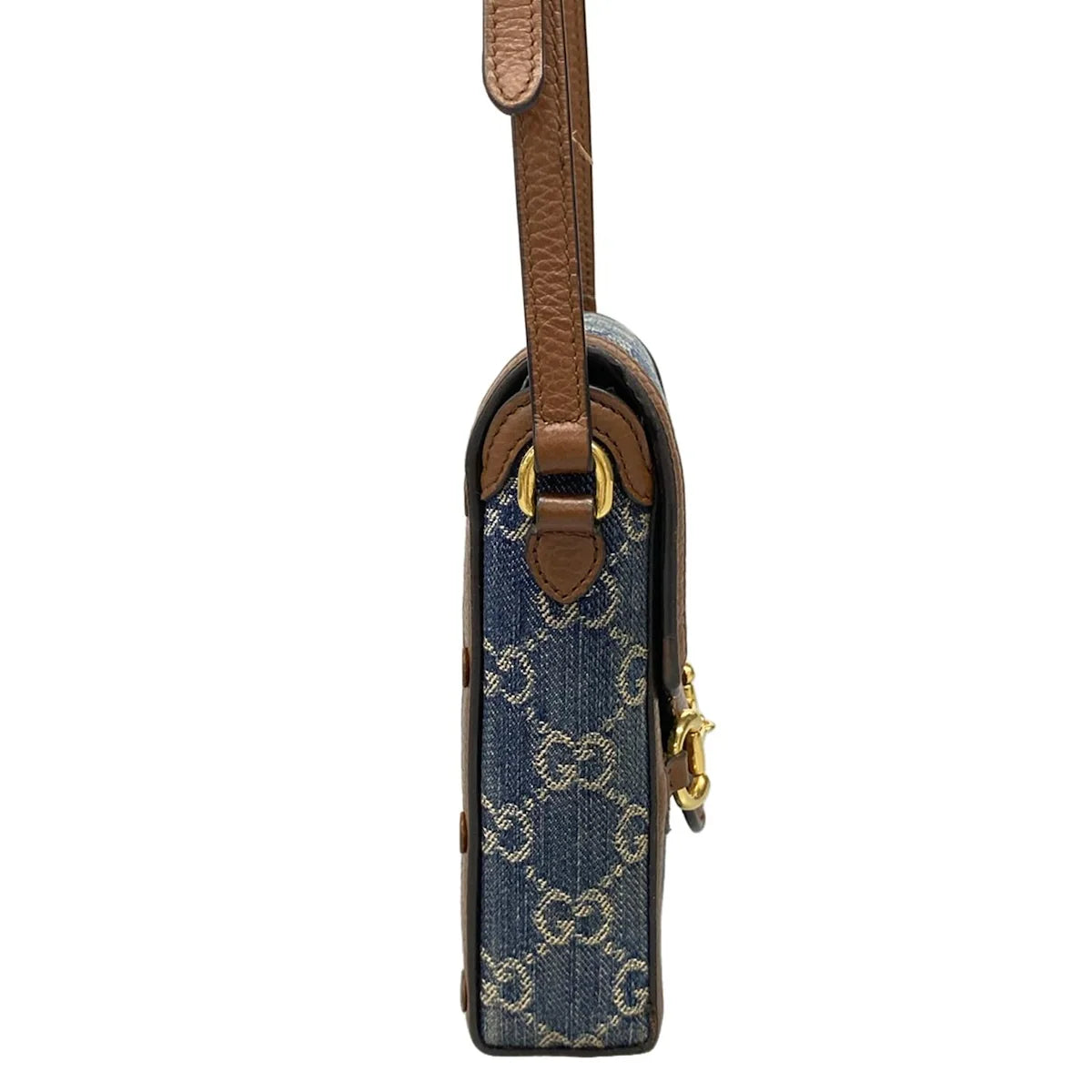 Pre-Owned Gucci GG Denim with Leather Trim Crossbody 1955 Mini Bag - G1127
