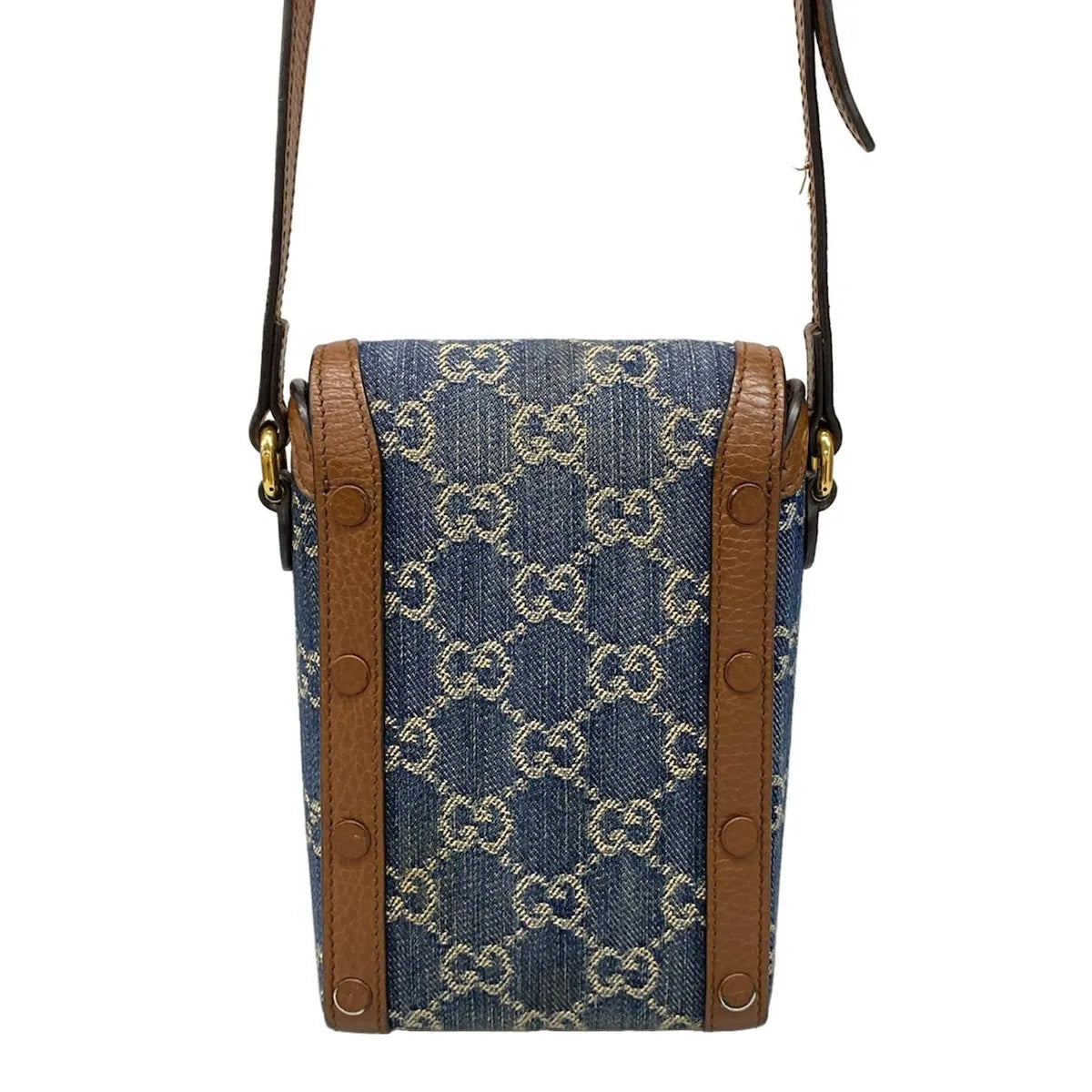 Pre-Owned Gucci GG Denim with Leather Trim Crossbody 1955 Mini Bag - G1127