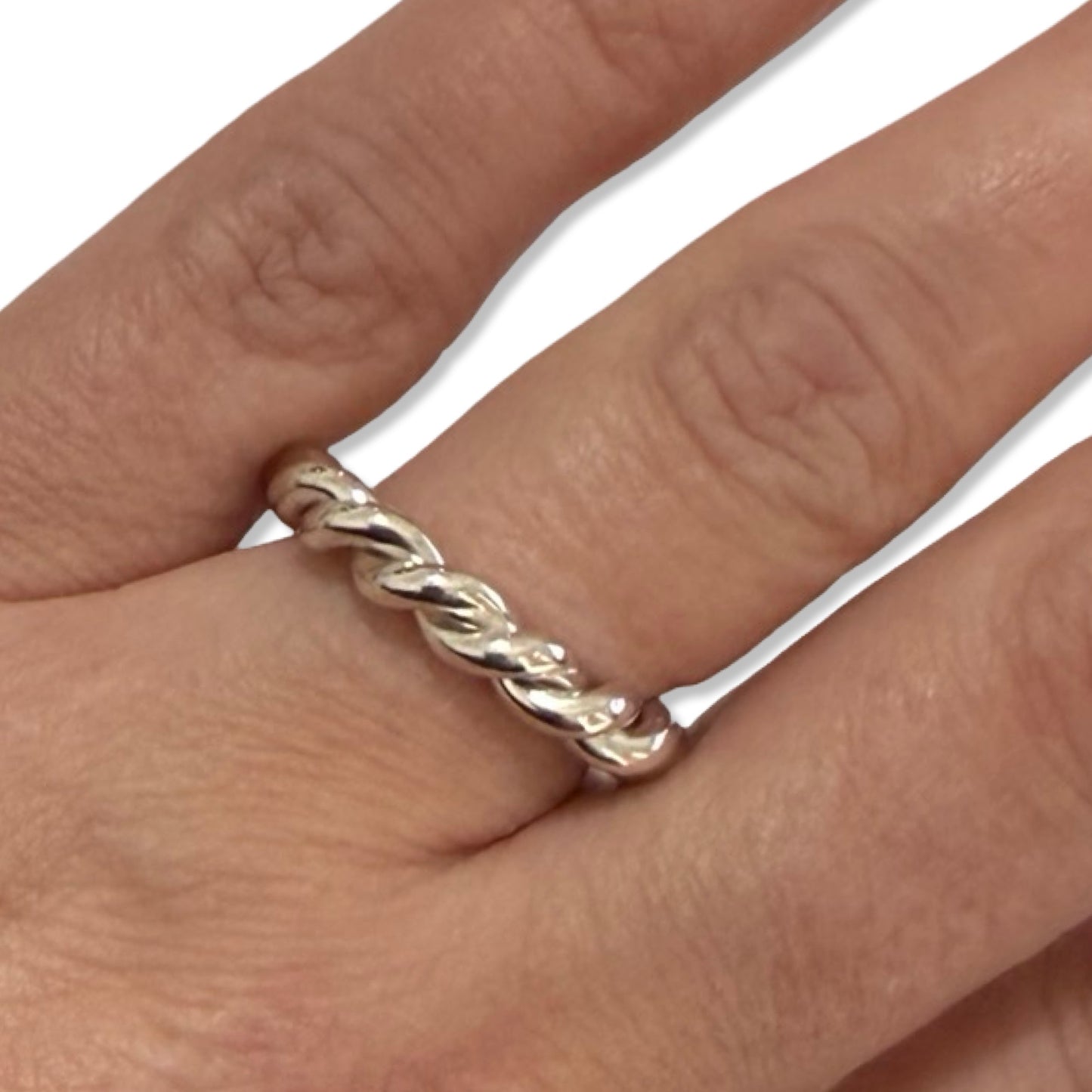 Pre-Owned Tiffany & Co Sterling Silver 4mm Twist Rope Ring - Size 5 - TIF1028