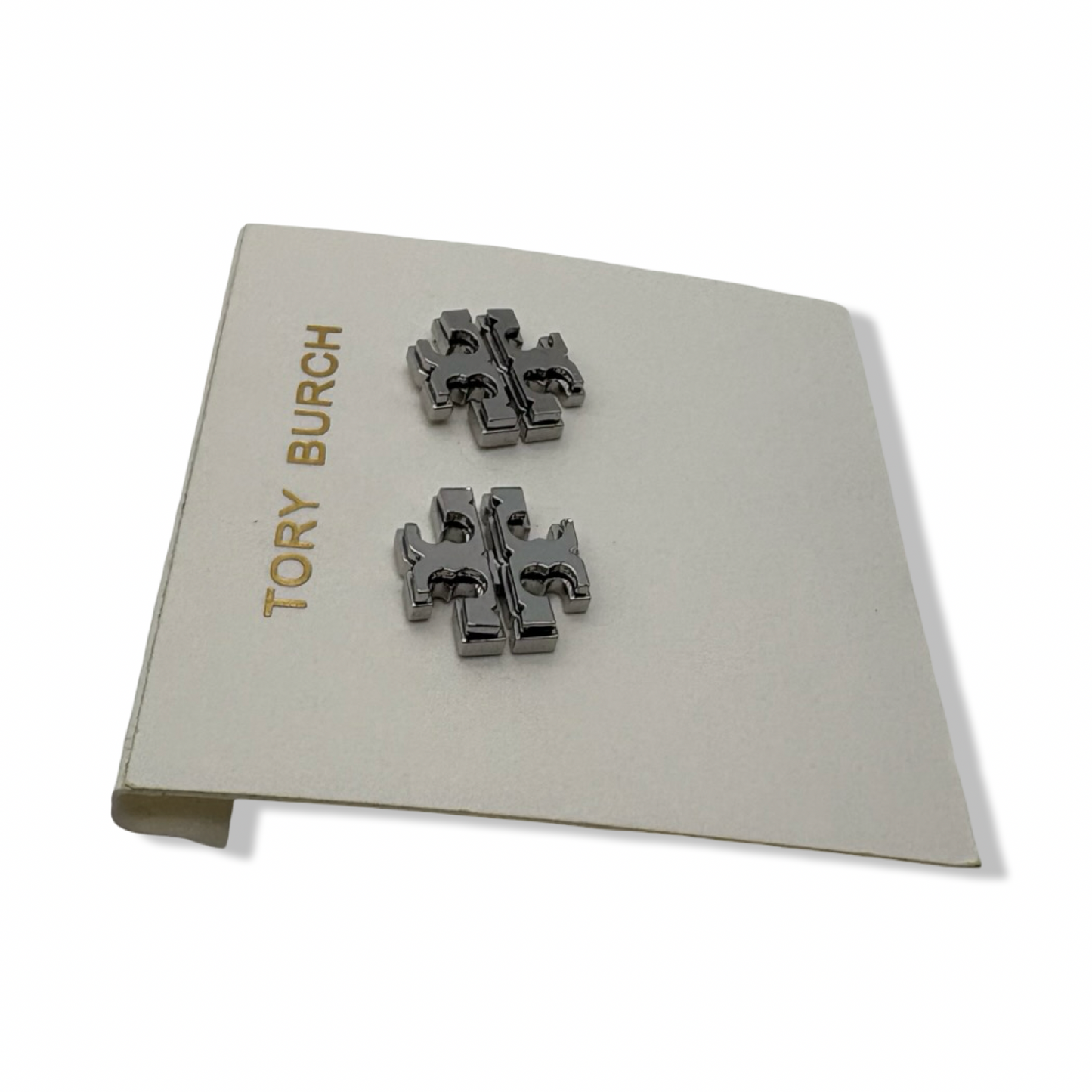 Pre-Owned Tory Burch Women's Large Logo Stud Earrings (Tory Silver) - B0C5F3VG7Z