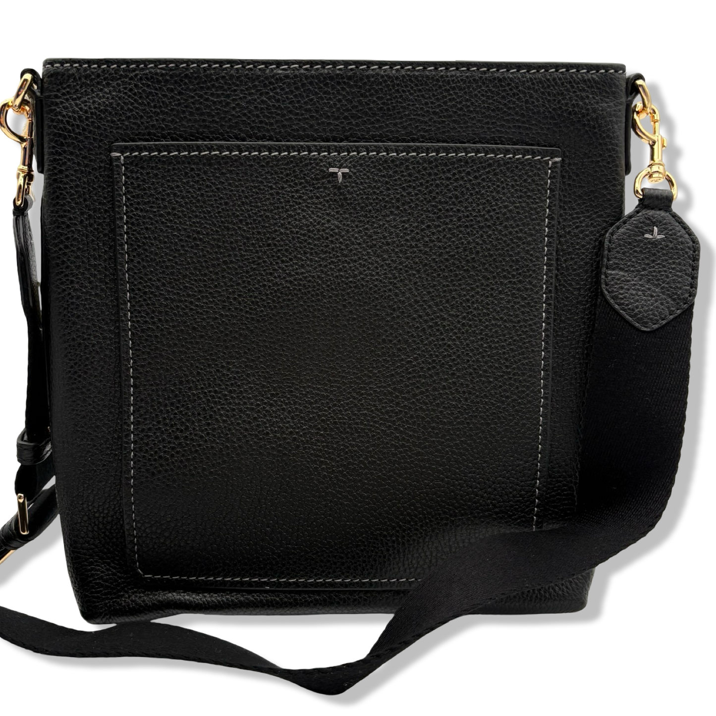 Pre-Owned Tory Burch Thea Swingpack Pebbled Leather Crossbody - Black