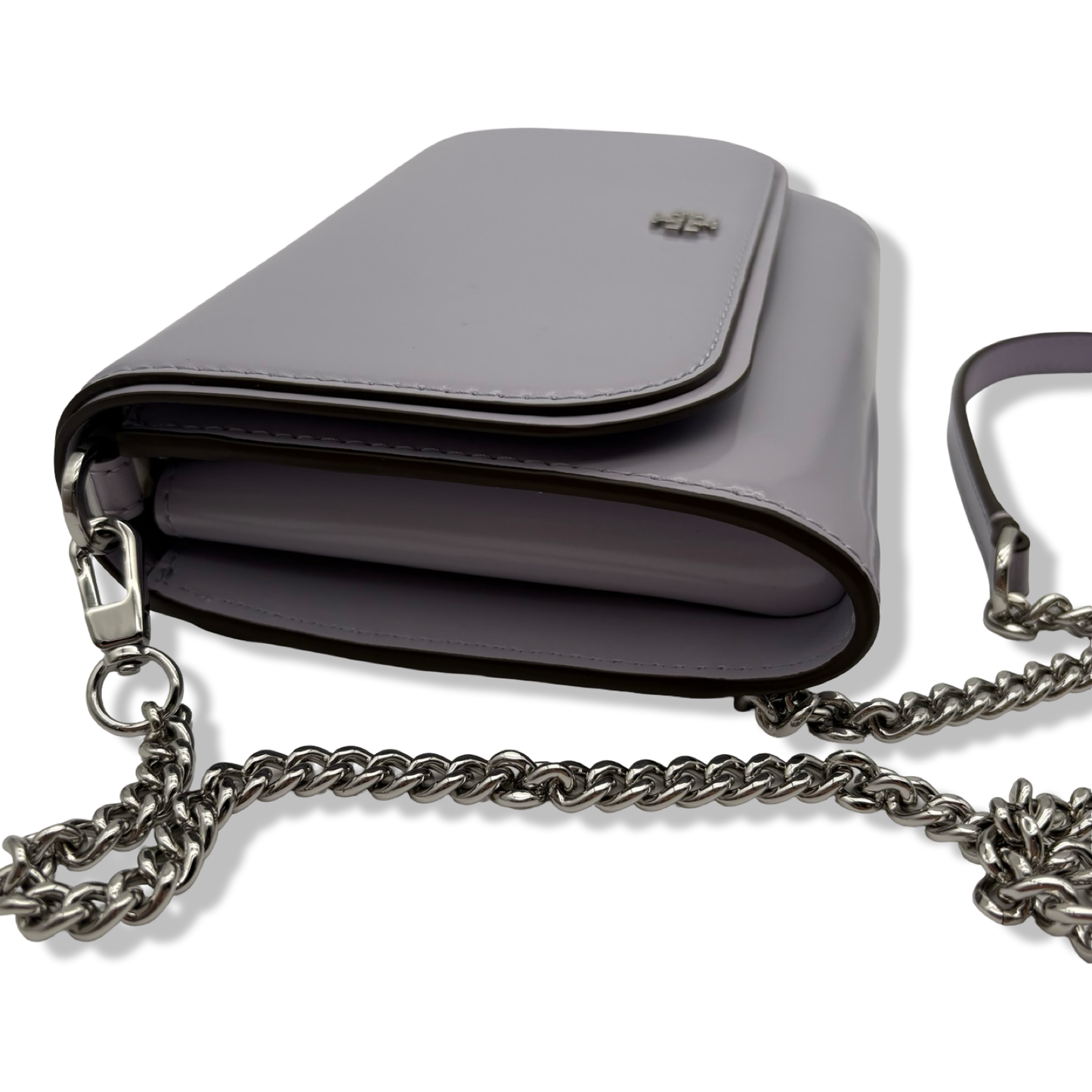 Pre-Owned Tory Burch Emerson Patent Chain Wallet 139427 Violet Sky 537 - B0F22M83N8