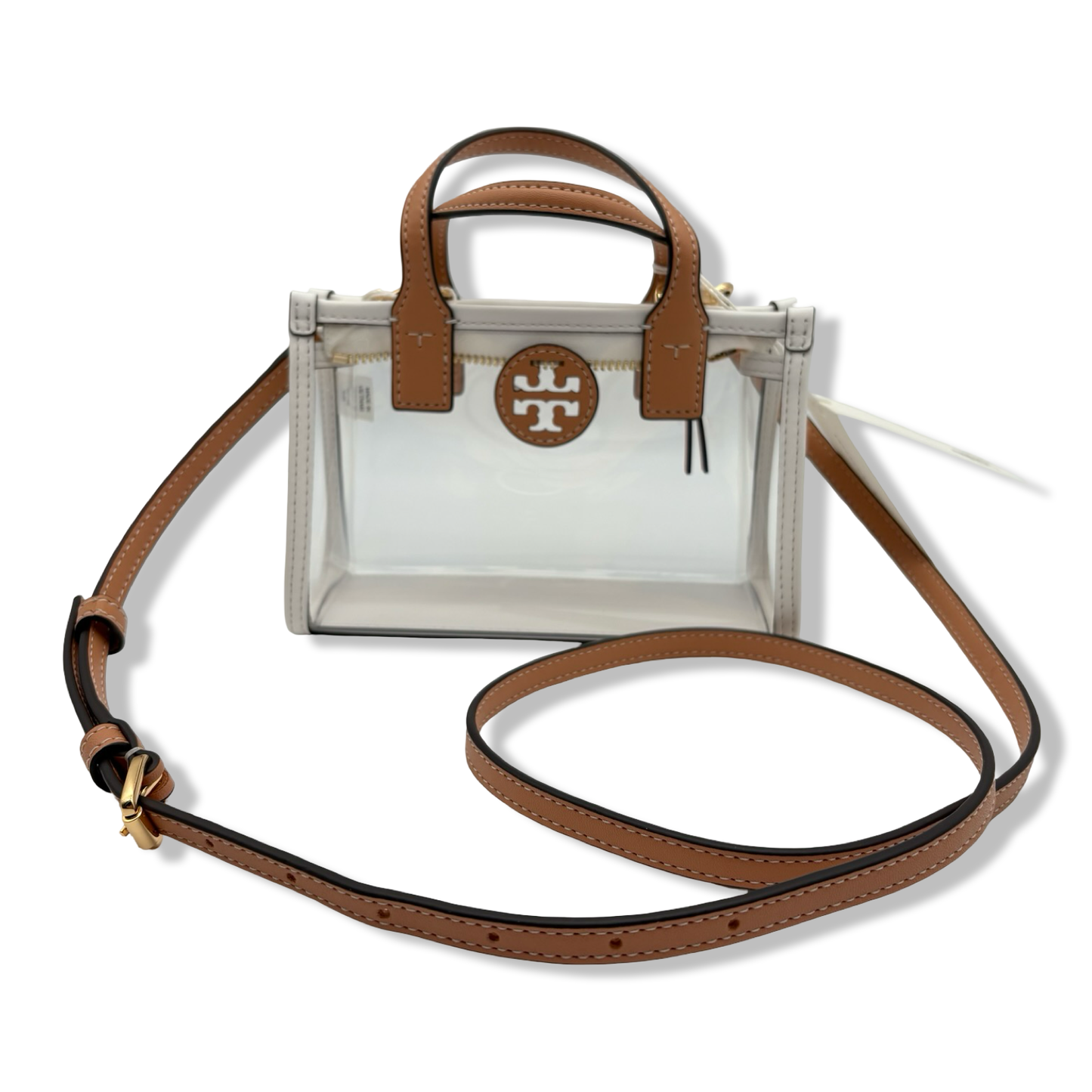Pre-Owned Tory Burch Elle Gold-Tone Hardware Mini Nylon Tote Bag, Clear