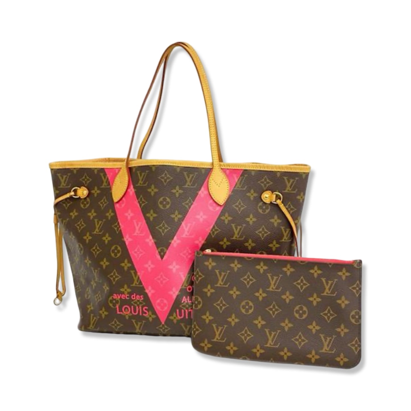 Pre-Owned Louis Vuitton Monogram V Neverfull MM Hot Pink - LV1619