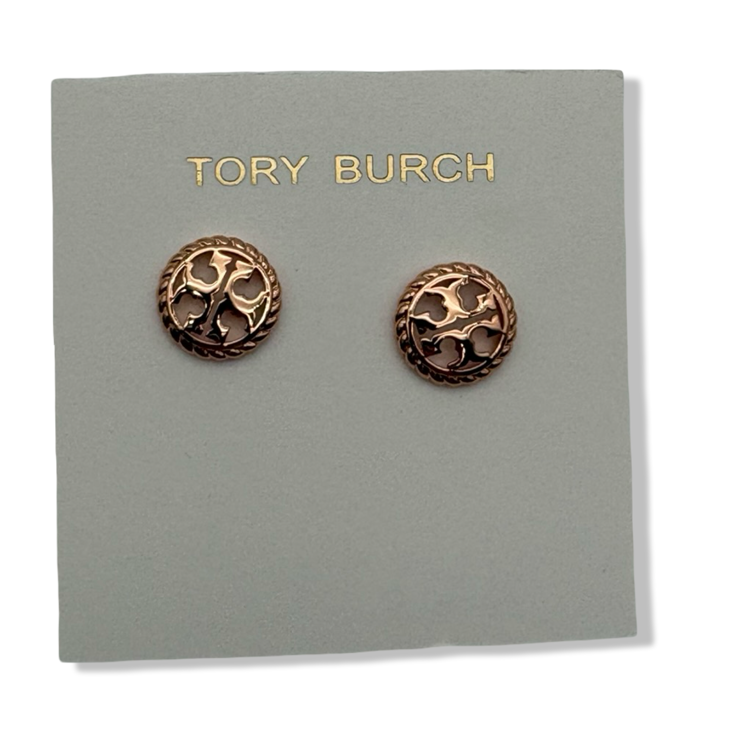 Pre-Owned Tory Burch Rope Logo Stud Earring 136618 (Rose Gold) - B0C544N233