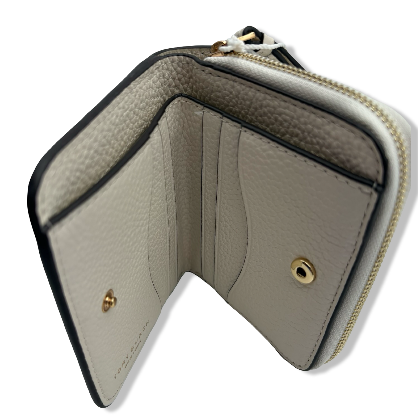 Pre-Owned Tory Burch Thea Ivory Pebbled Leather Bifold Wallet