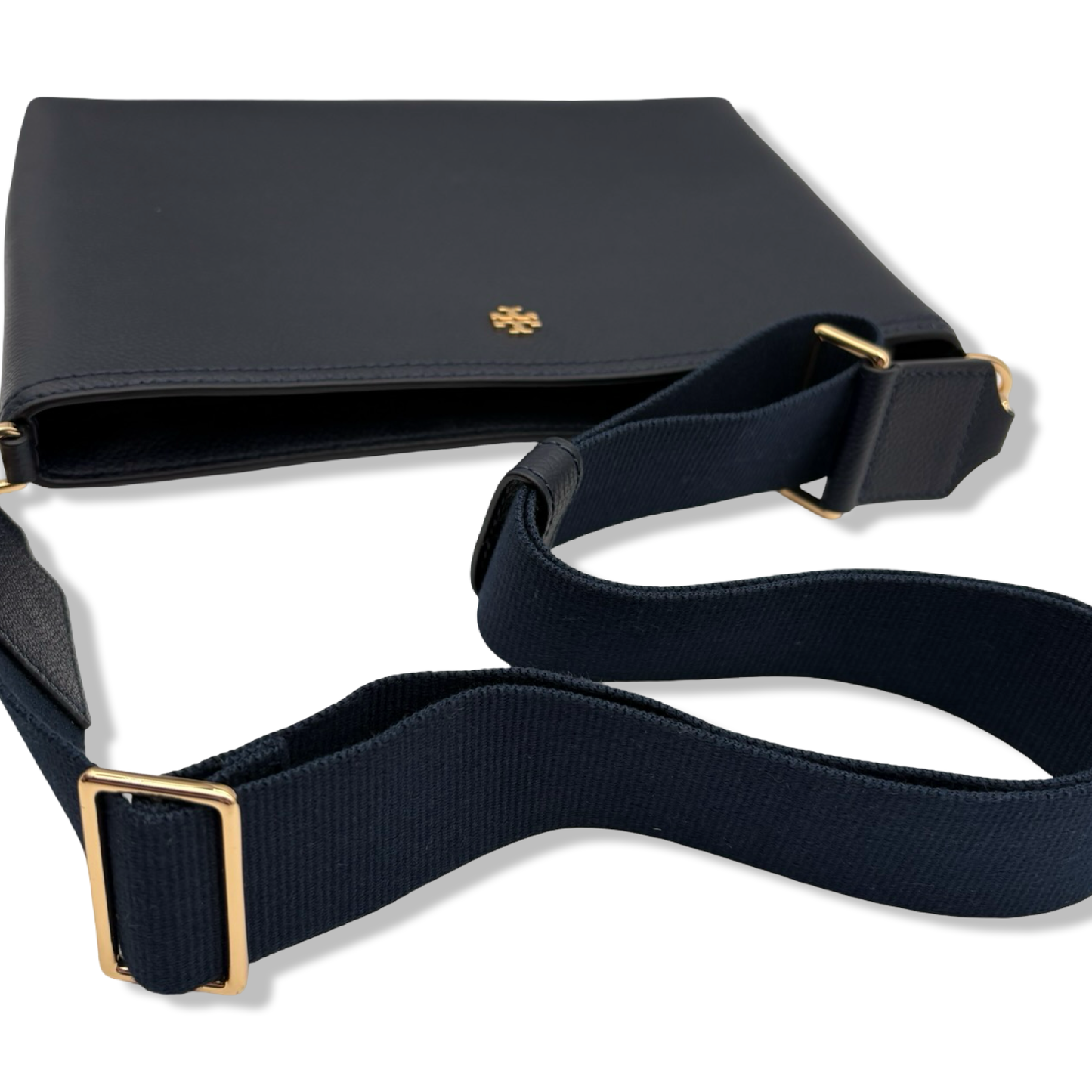 Pre-Owned Tory Burch Blake Swingpack Pebbled Leather Crossbody (Tory Navy)