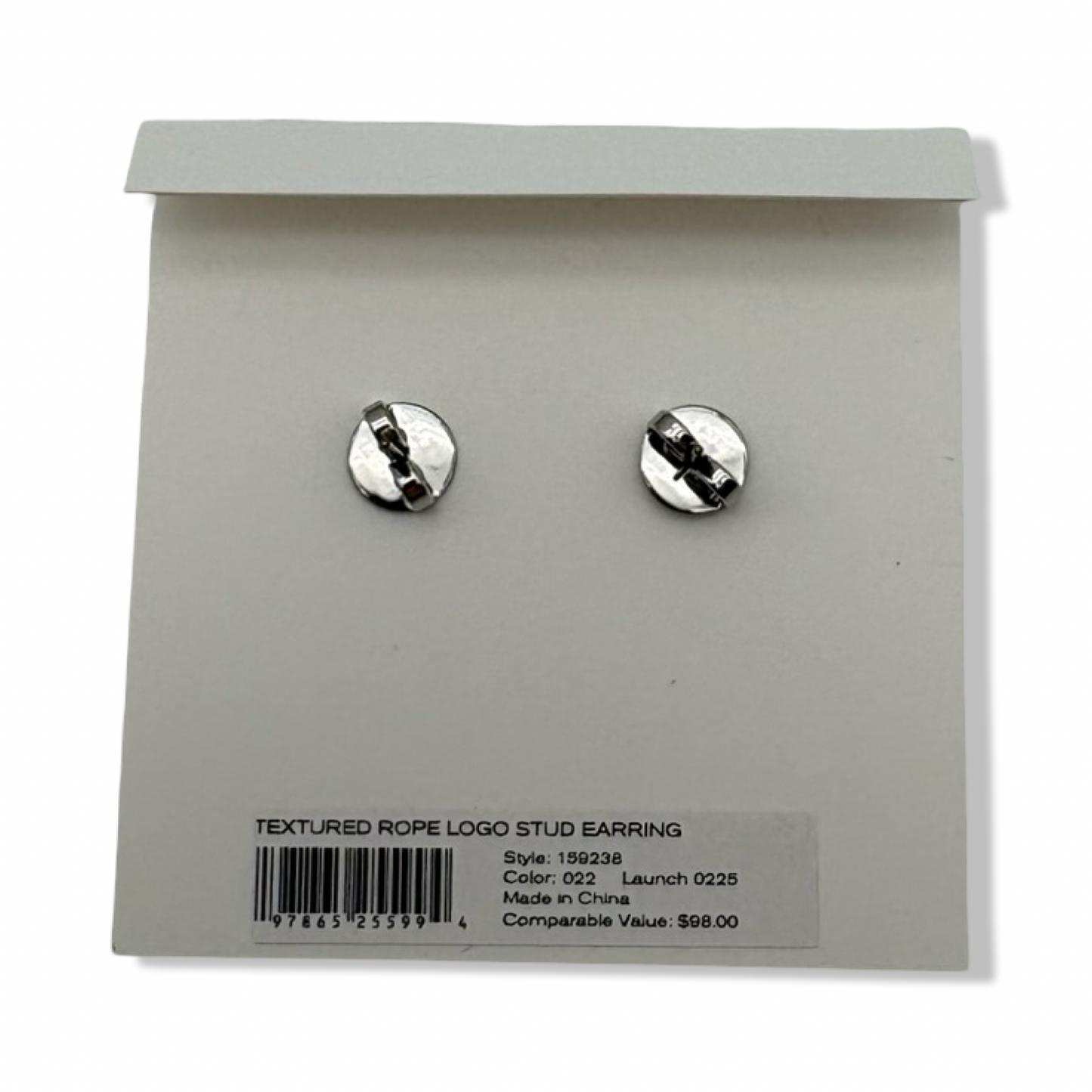 Pre-Owned Tory Burch Women's Textured Rope Logo Stud Earrings (Tory Silver) - B0FD45W5GZ