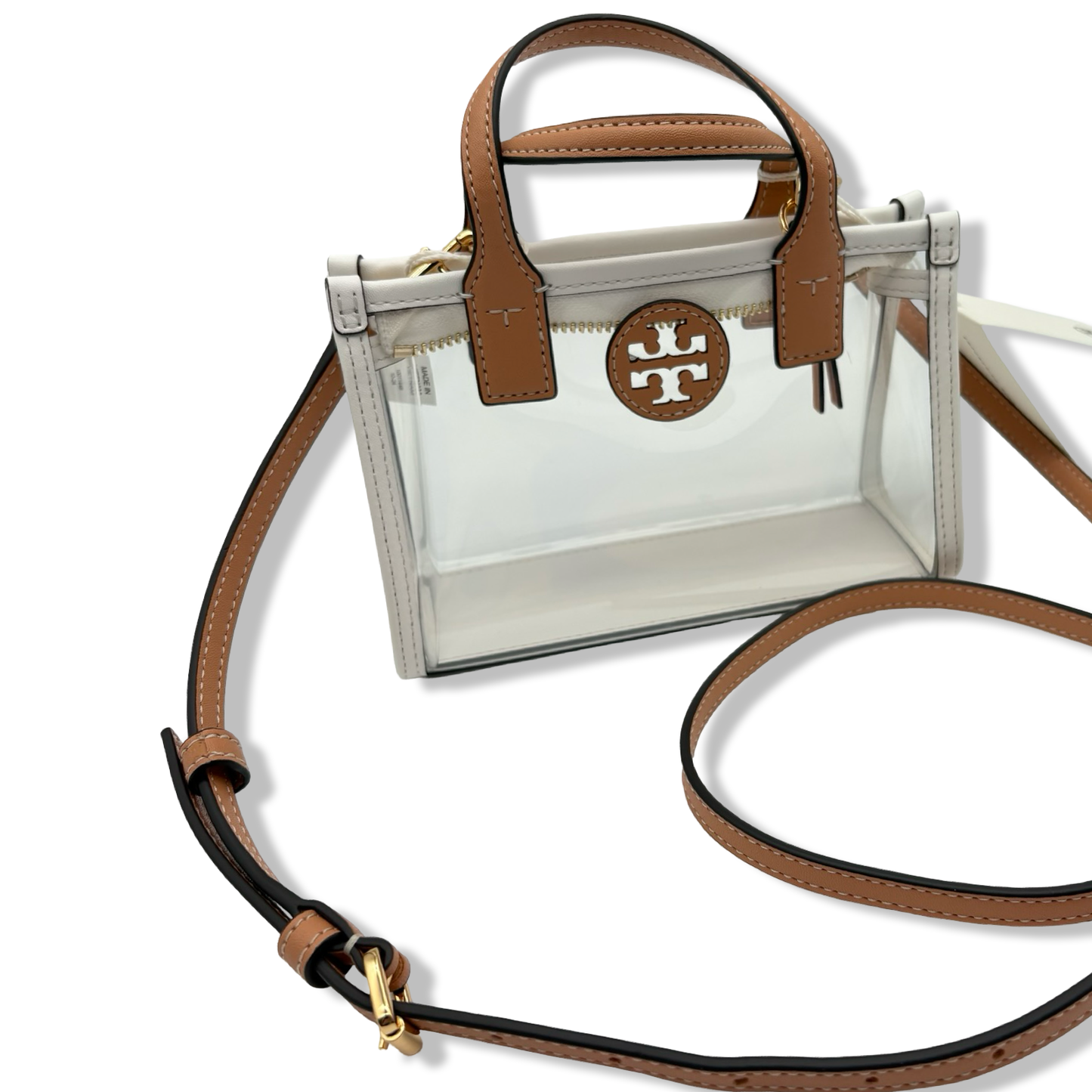 Pre-Owned Tory Burch Elle Gold-Tone Hardware Mini Nylon Tote Bag, Clear