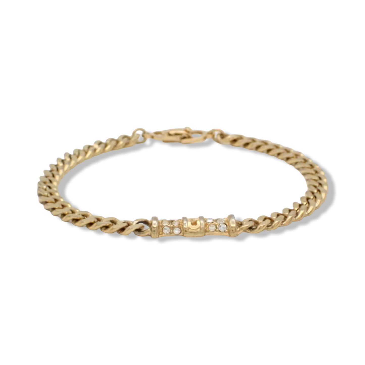 Pre-Owned Dior Gold Plated Link Bracelet with Rhinestones - DIO1080