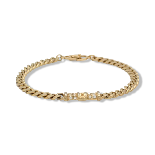 Pre-Owned Dior Gold Plated Link Bracelet with Rhinestones - DIO1080