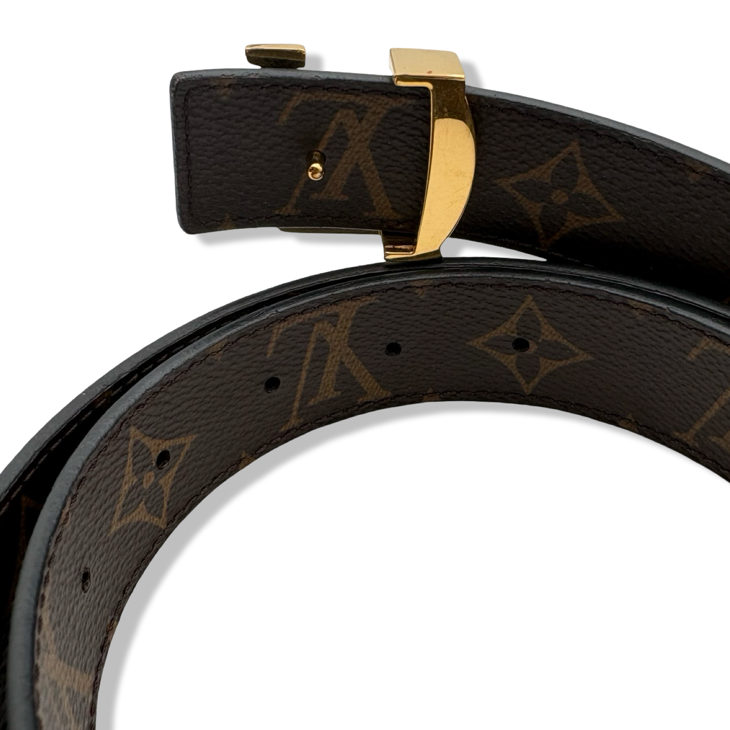 Pre-Owned Louis Vuitton Monogram Canvas and Black Reversible Leather Belt - Size 80 - LV2008