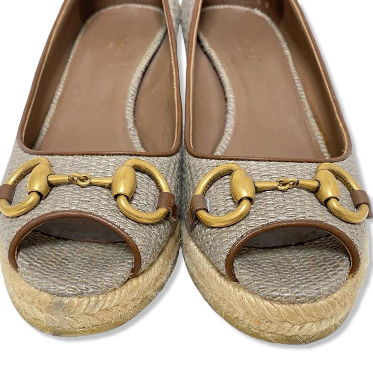 Pre-Owned Gucci Charlotte Horsebit Wedge Pumps - Size 36.5 - G1168