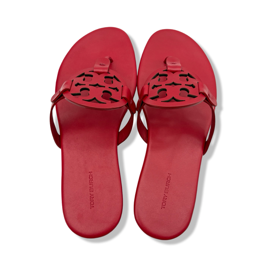 Pre-Owned Tory Burch Women's Miller Calf Leather Sandals Tory Red