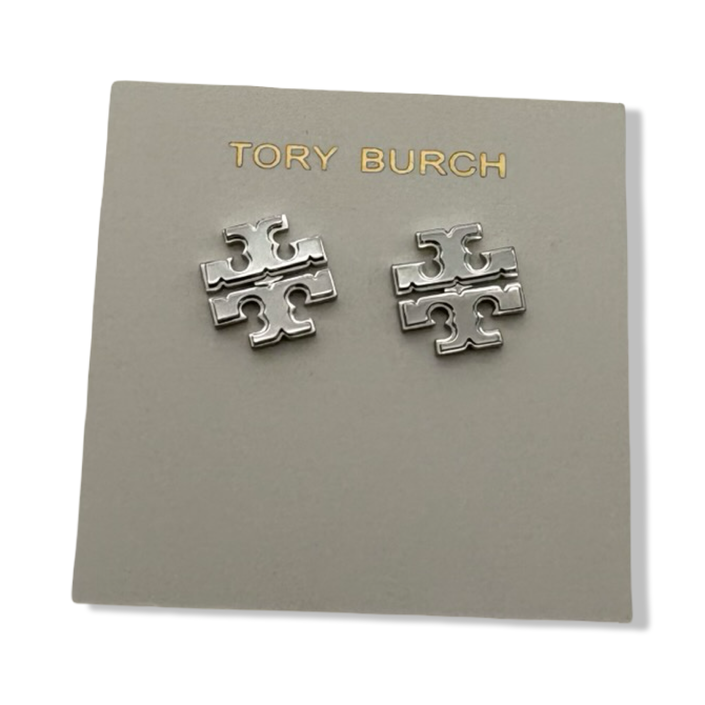 Pre-Owned Tory Burch Women's Large Logo Stud Earrings (Tory Silver) - B0C5F3VG7Z