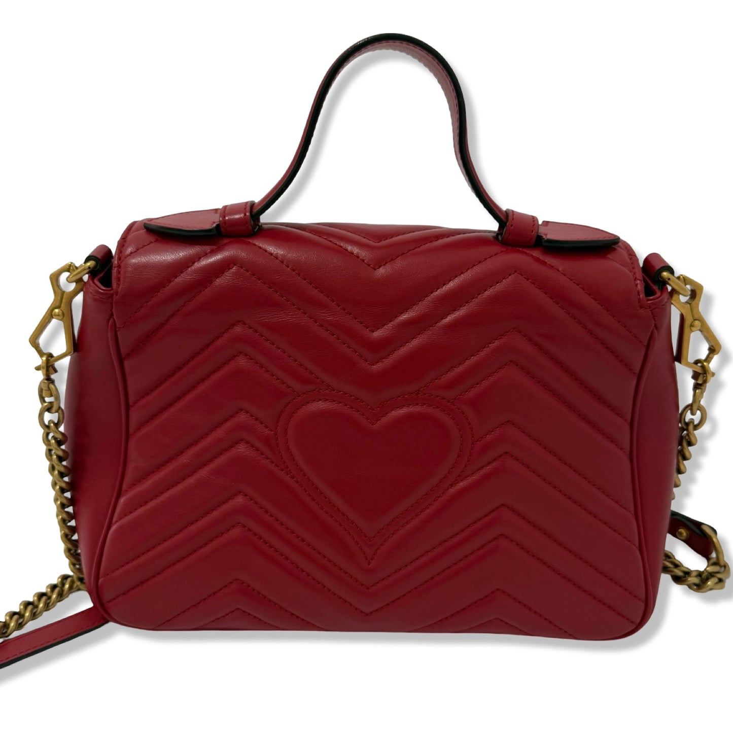 Pre-Owned Gucci Leather Marmont Top Handle Flap Bag - G1095