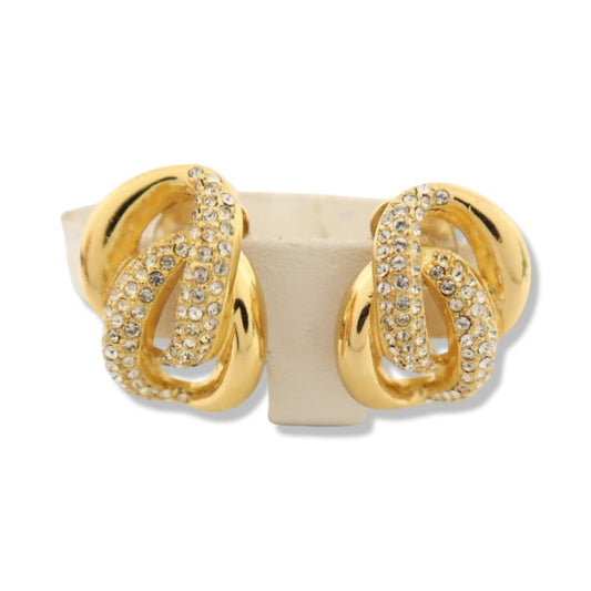 Pre-Owned Dior Clip on Earrings with Gold and Rhinestones - DIO1031