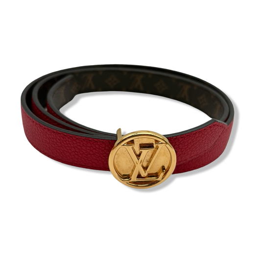 Pre-Owned Louis Vuitton Monogram Canvas and Red Reversible Leather Belt - Size 80 - LV2009
