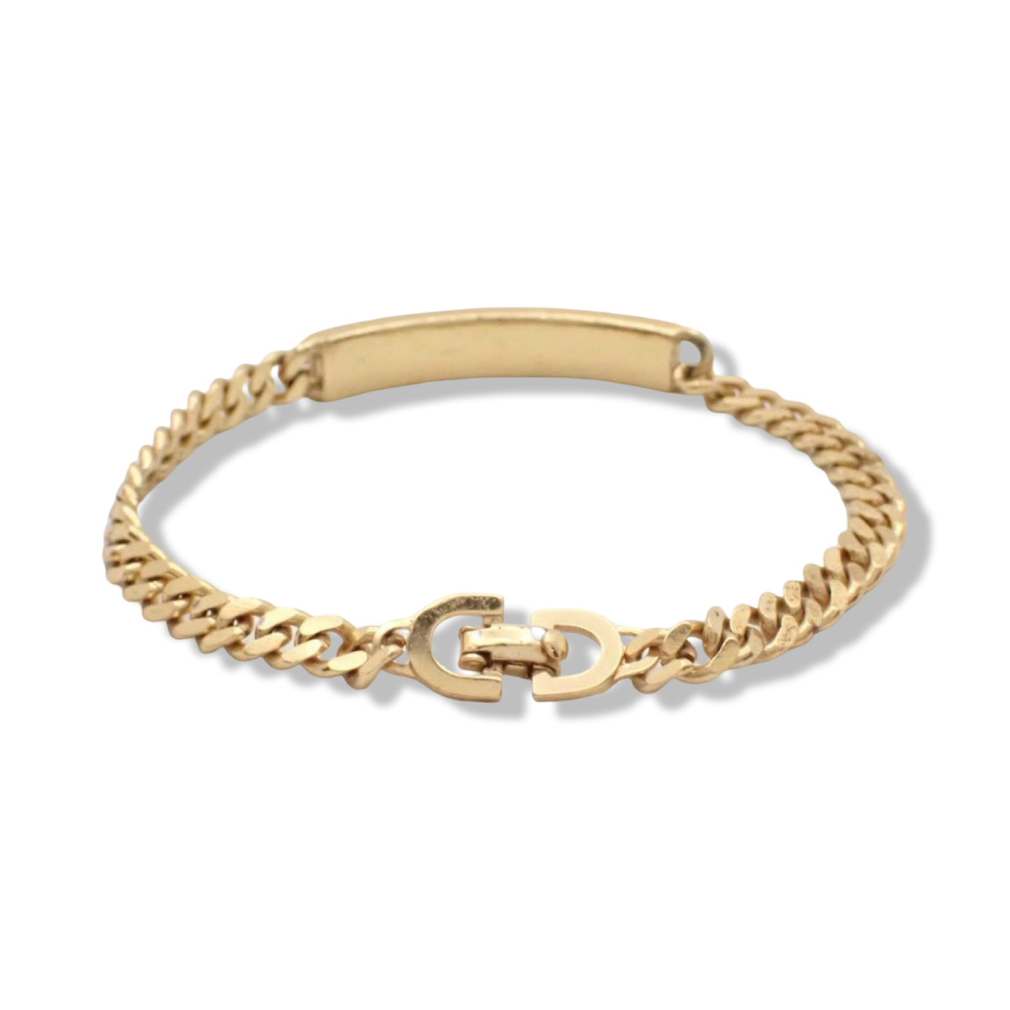 Pre-Owned Dior Gold Plated Cuban Chain Bracelet with Rhinestones - DIO1082
