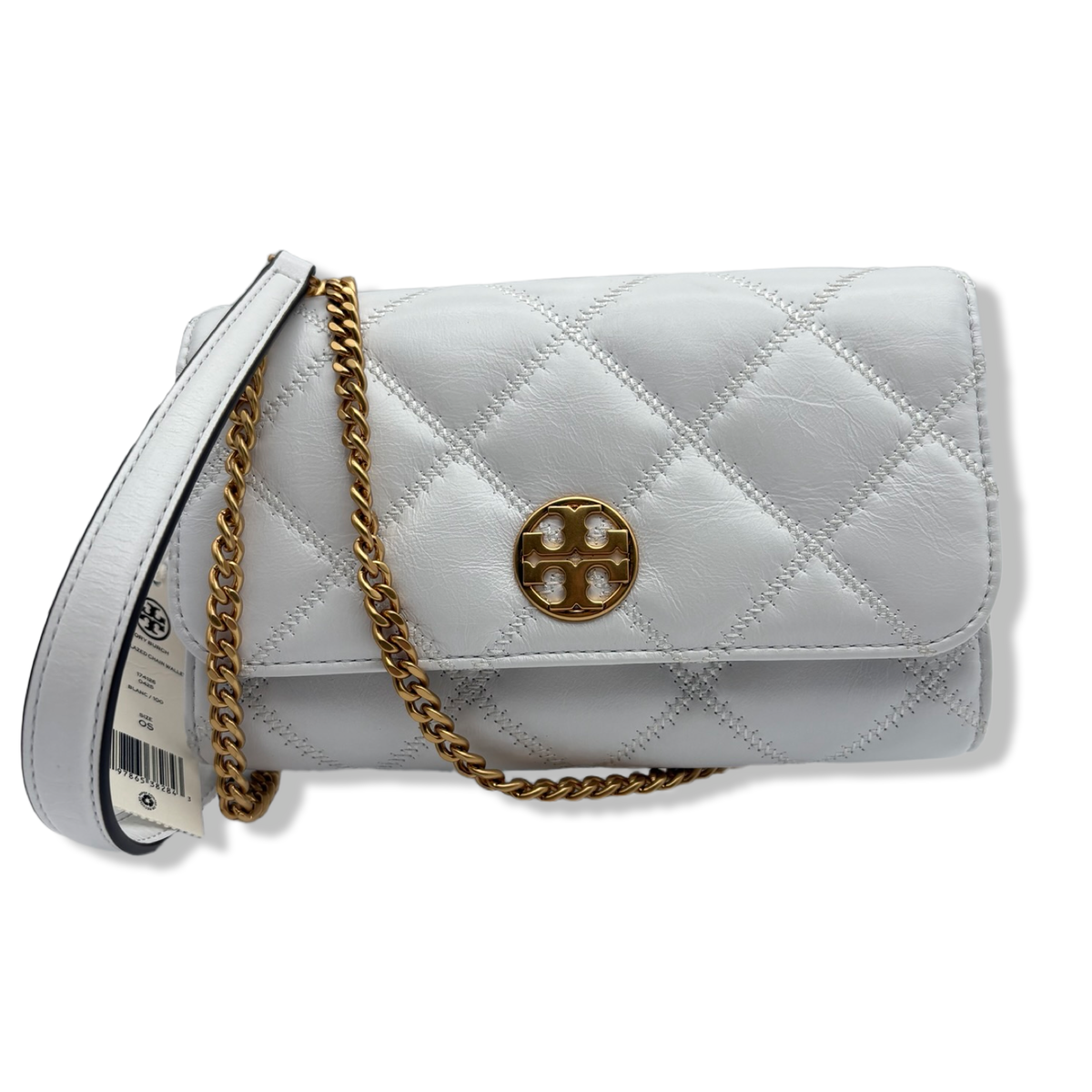 Pre-Owned Tory Burch Women's Willa Glazed Chain Wallet (Blanc) - B0F52Z8KRT