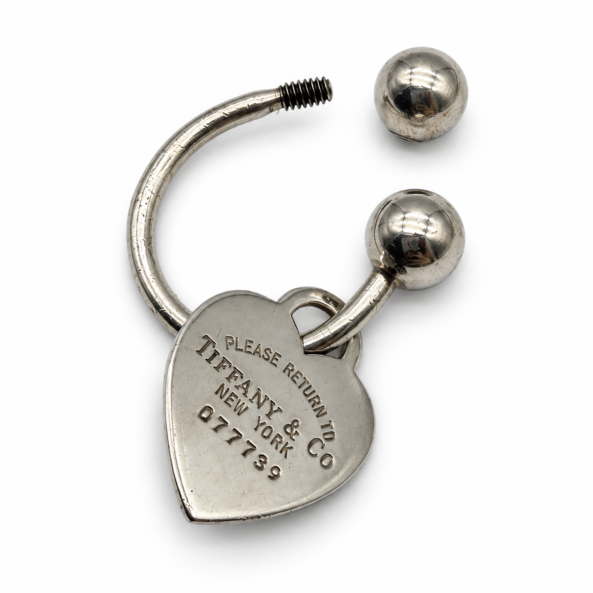 Pre-Owned Tiffany & Co Sterling Silver Return to Tiffany Heart Key Ring - TIF1068