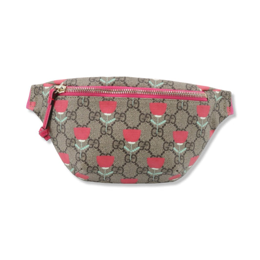 Pre-Owned Gucci GG Supreme Canvas Belt Bag with Pink Details - G1118