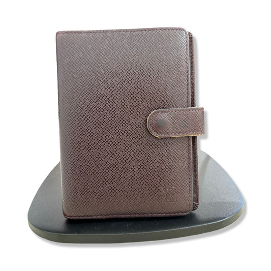 Pre-Owned Louis Vuitton Tiaga Leather Brown Small Ring Agenda Cover - LV1203