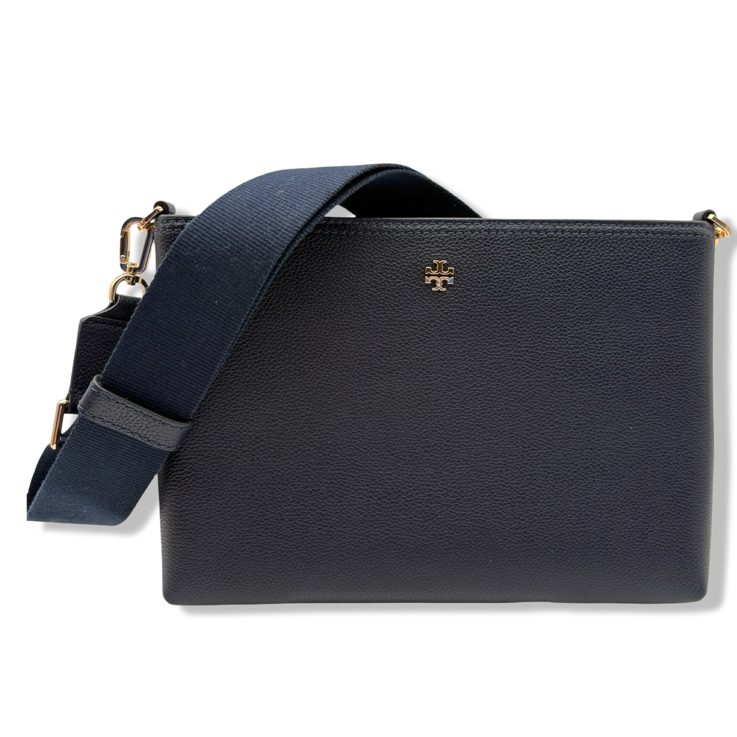 Pre-Owned Tory Burch Blake Swingpack Pebbled Leather Crossbody (Tory Navy)