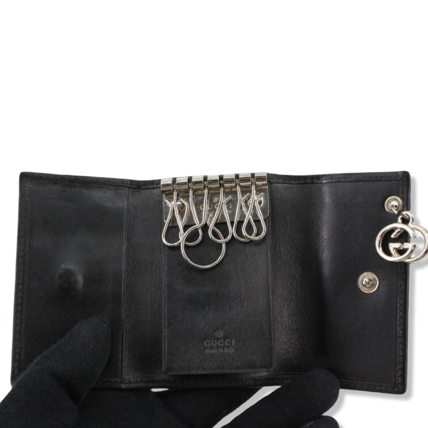 Pre-Owned Gucci GG Supreme Canvas Key Holder with GG Charm - G1097