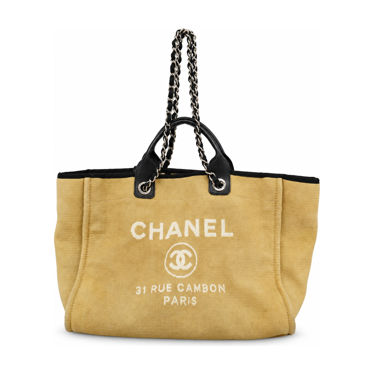 Pre-Owned Chanel Deauville Chain Tote Beige Canvas - CH1068