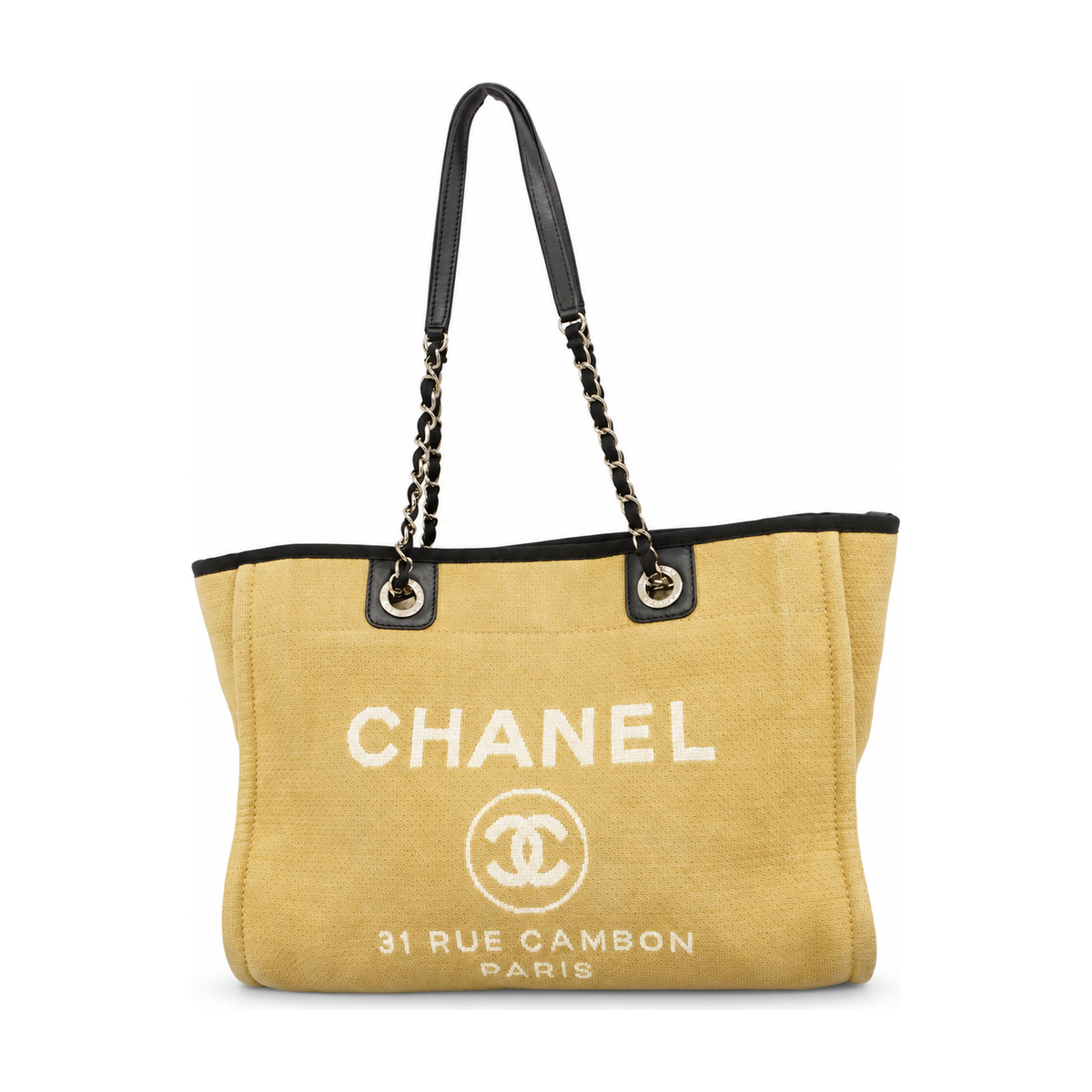 Pre-Owned Chanel Deauville Chain Tote Beige Canvas - CH1067