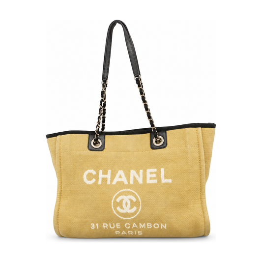 Pre-Owned Chanel Deauville Chain Tote Beige Canvas - CH1067