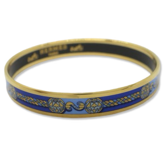 Pre-Owned Hermes Bangle with Blue and Gold - HER1019