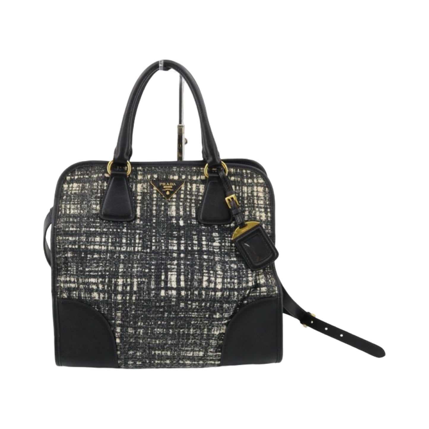 Pre-Owned Prada Tweed and Leather Crossbody Bag - P1016