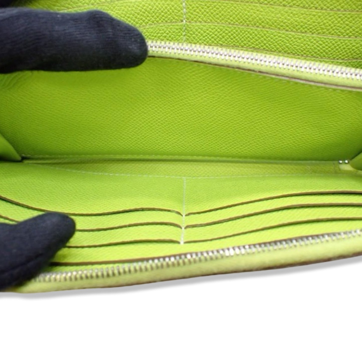Pre-Owned Hermes Veau Epsom Azap Long Wallet Yellow Green - HER1009