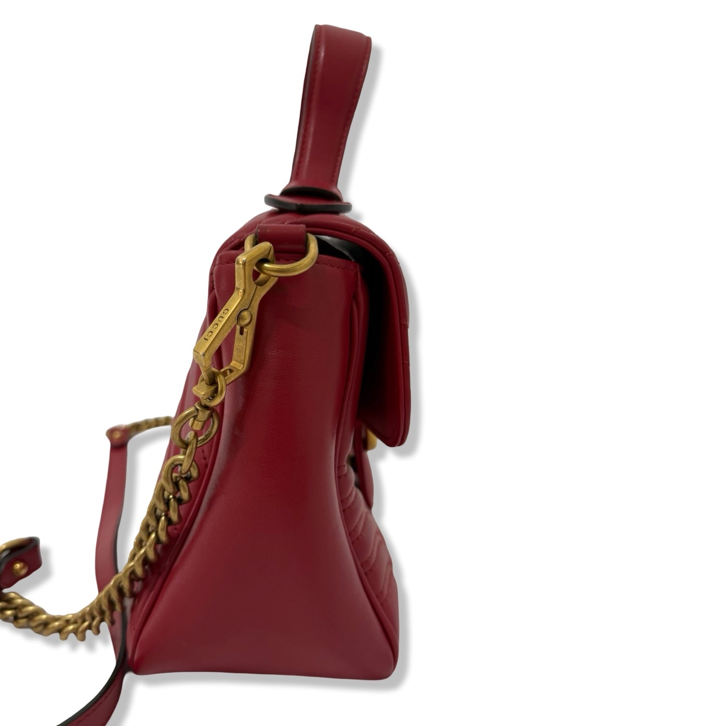 Pre-Owned Gucci Leather Marmont Top Handle Flap Bag - G1095