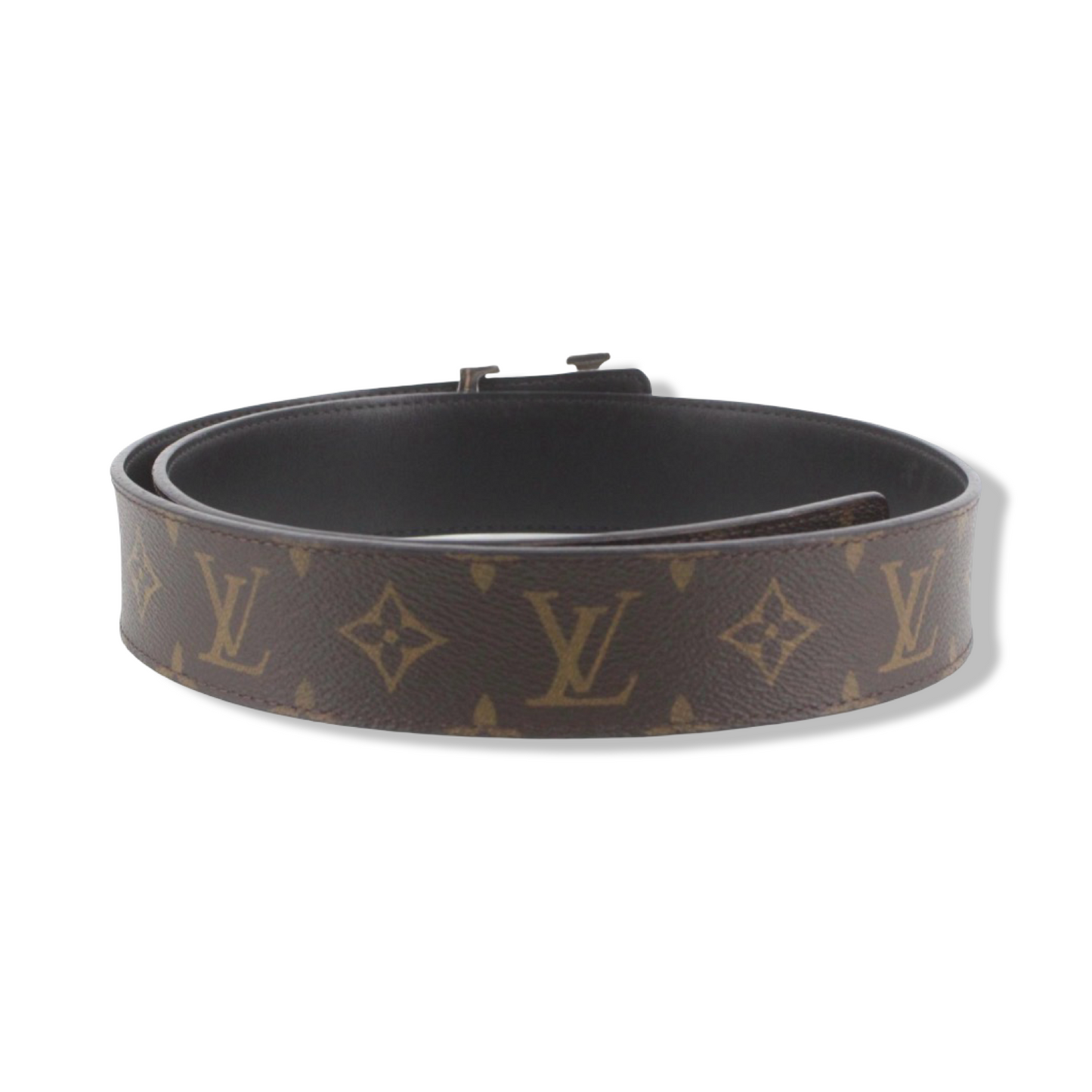Pre-Owned Louis Vuitton Ceinture Initial Reversible Monogram Canvas and Black Leather Belt 40 mm - Size 85 cm - LV2040
