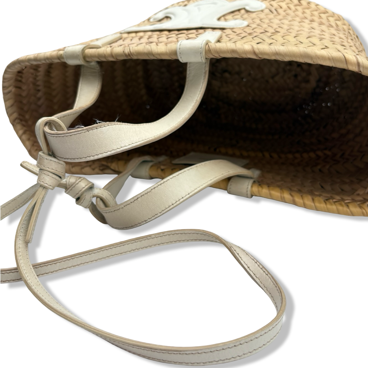 Pre-Owned Celine Triomphe Classic Panier in Raffia and Calfskin - CELINE1024