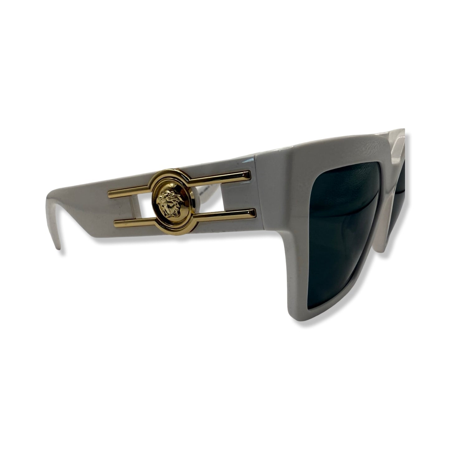 Pre-Owned Versace White Frame Sunglasses with Gold Accents - VER1002