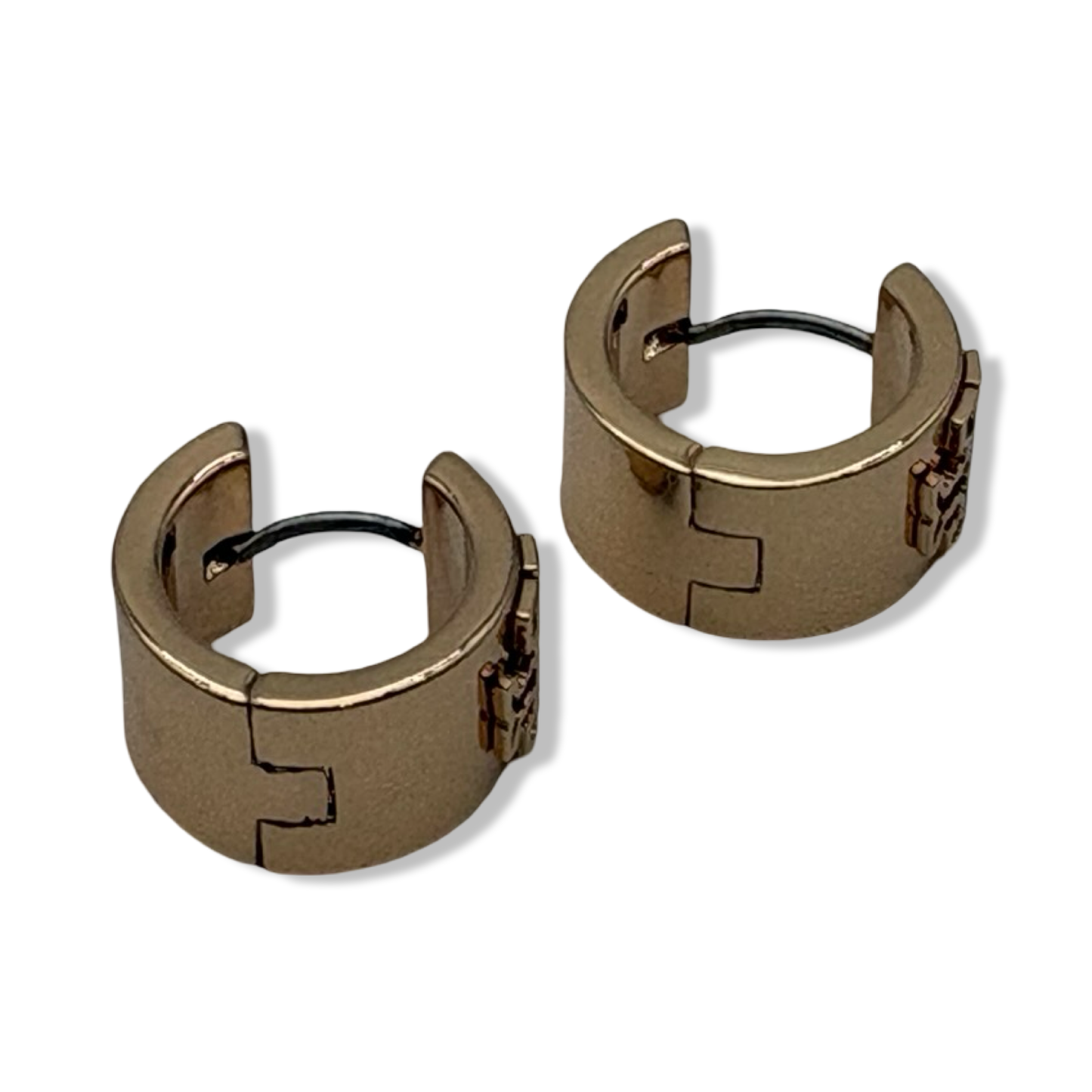 Pre-Owned Tory Burch Britten Huggie 134832 Tory Gold 720, Small & Wide Hoop with Double T Logo - B0D8K1S6VQ