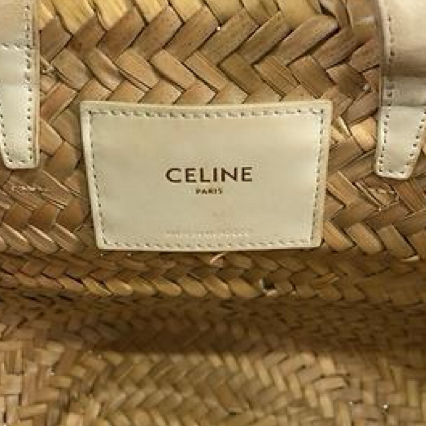 Pre-Owned Celine Triomphe Classic Panier in Raffia and Calfskin - CELINE1024