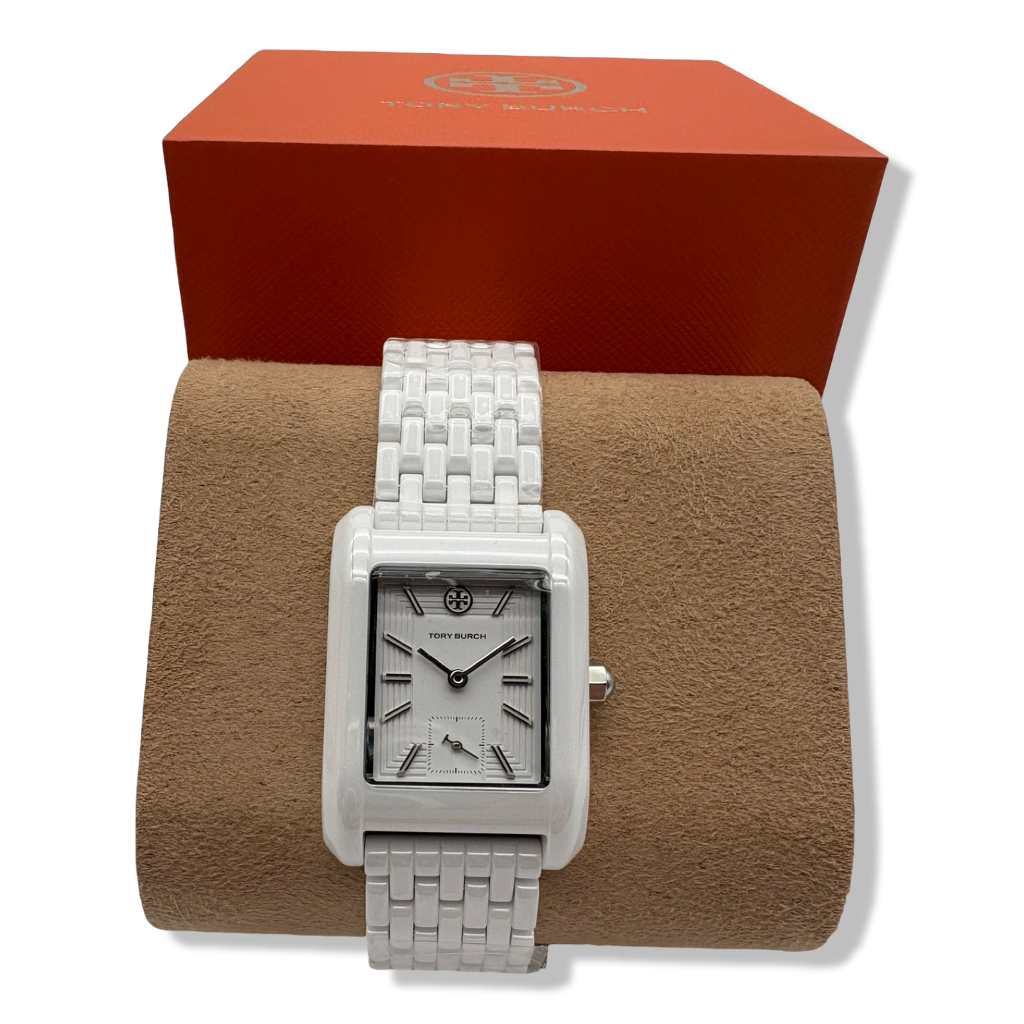 Pre-Owned Tory Burch Women's Eleanor Three-Hand White Ceramic Bracelet Watch (Model: TBW1088) - B0DYFDSV6R