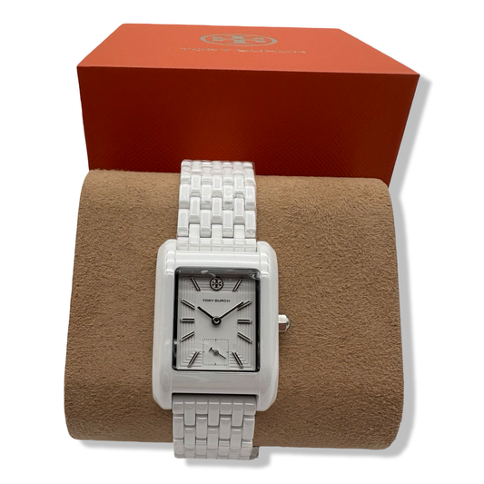 Pre-Owned Tory Burch Women's Eleanor Three-Hand White Ceramic Bracelet Watch (Model: TBW1088) - B0DYFDSV6R