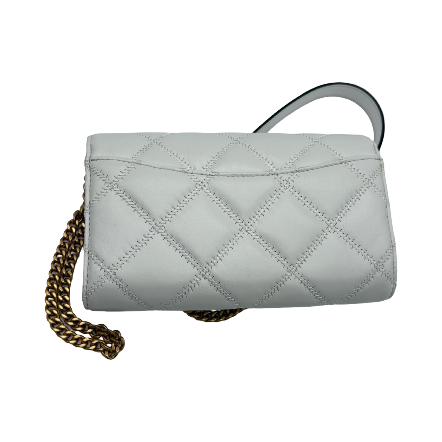 Pre-Owned Tory Burch Women's Willa Glazed Chain Wallet (Blanc) - B0F52Z8KRT