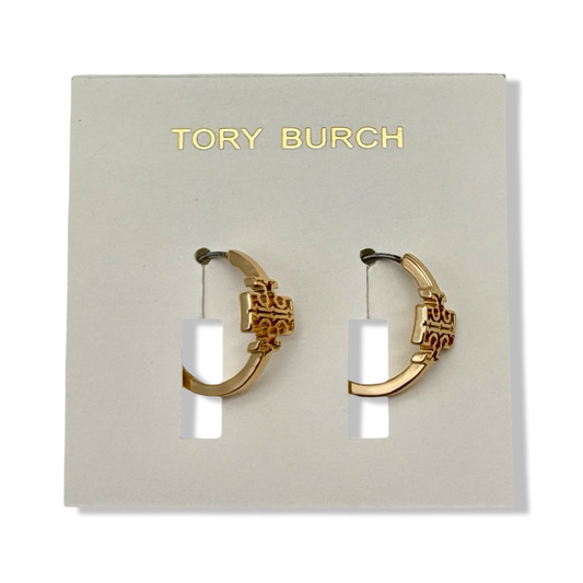 Pre-Owned Tory Burch Britten Hoop Earrings 154591 in gold-tone - B0CNQBHRHQ