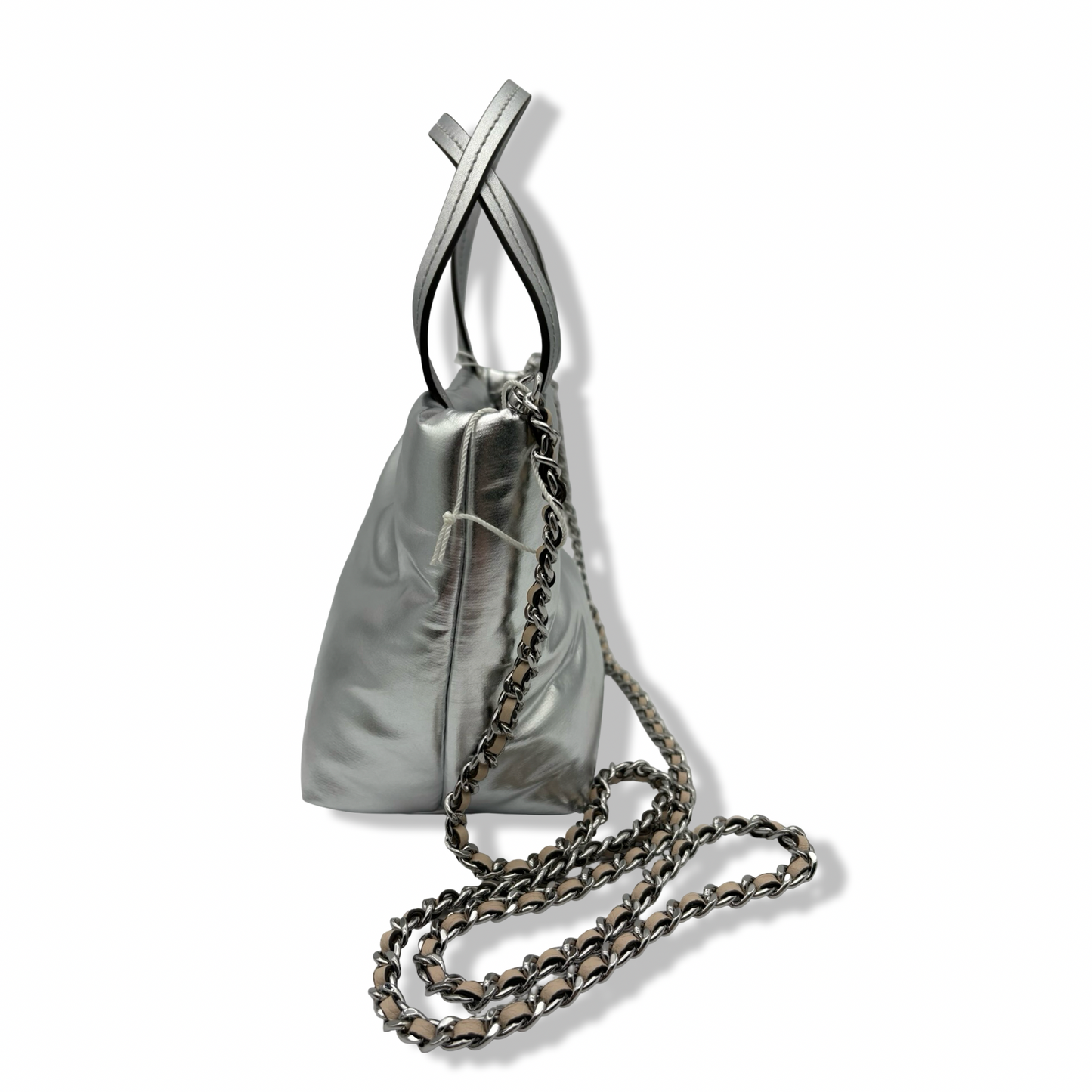 Pre-Owned Tory Burch Britten Nylon Puffy Mini Tote (Metallic Silver) - B0FF2YSQDV
