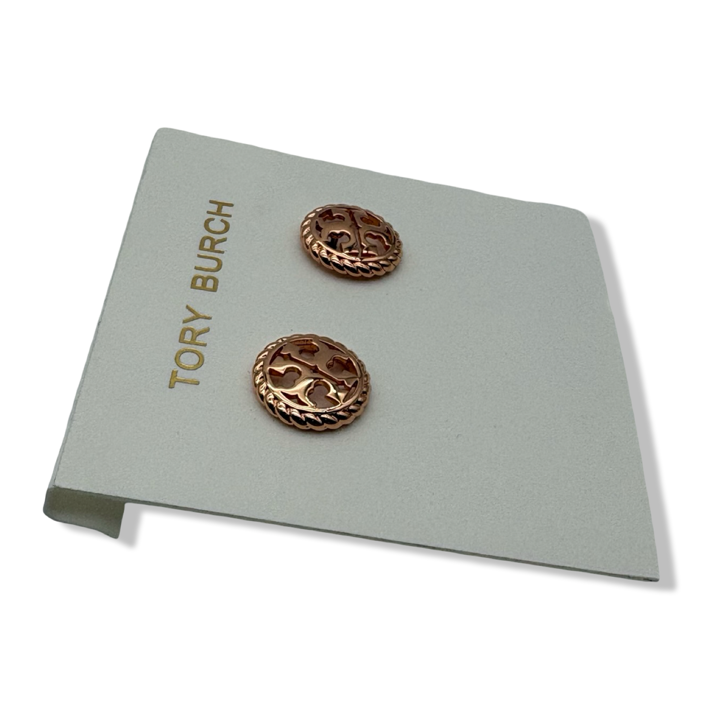 Pre-Owned Tory Burch Rope Logo Stud Earring 136618 (Rose Gold) - B0C544N233