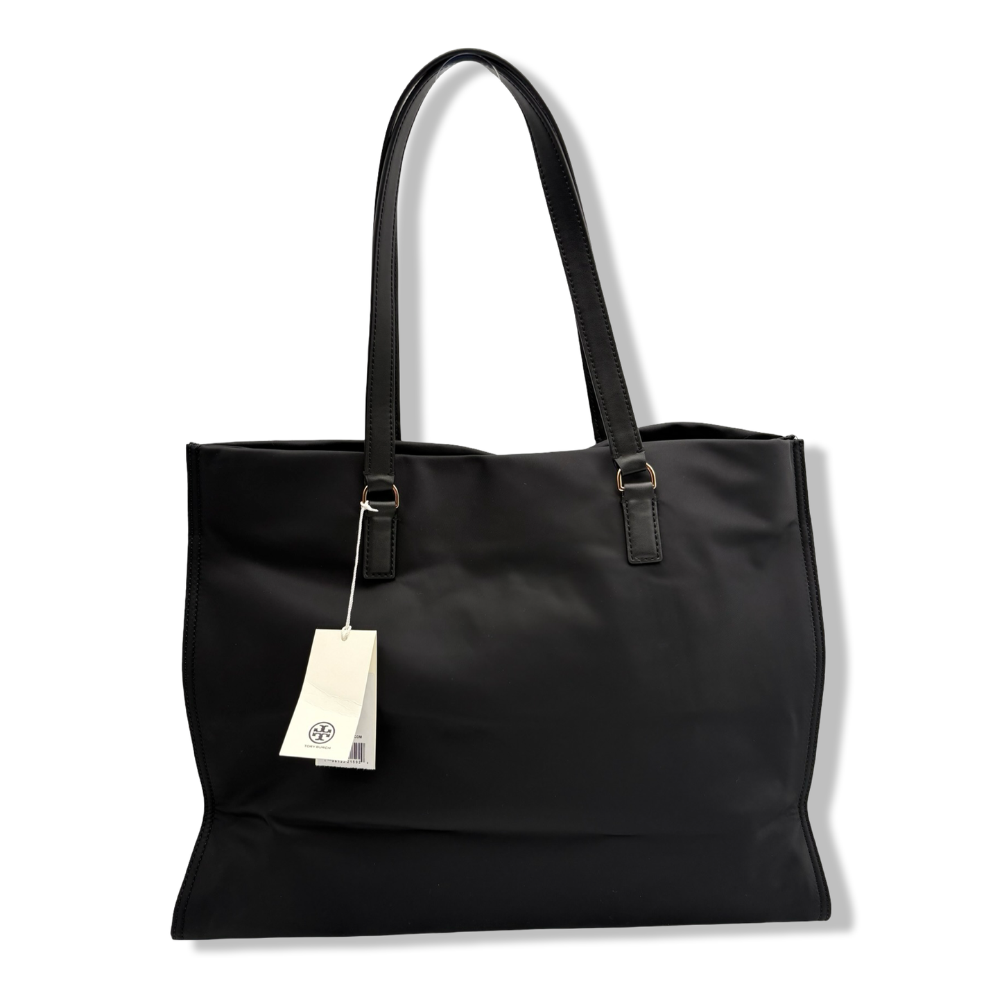 Pre-Owned Tory Burch Ella Black With Gold Hardware Large Nylon Tote Bag