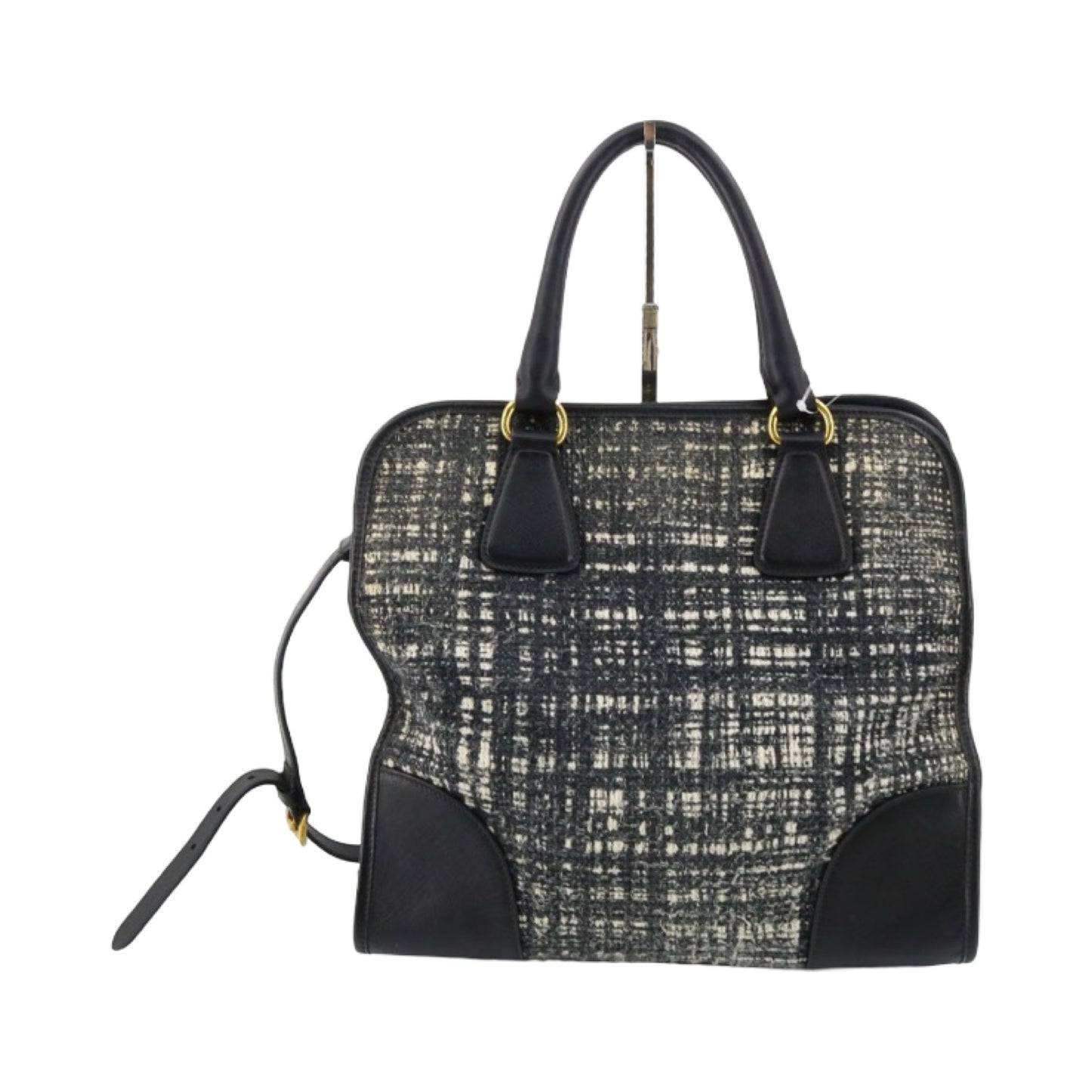 Pre-Owned Prada Tweed and Leather Crossbody Bag - P1016