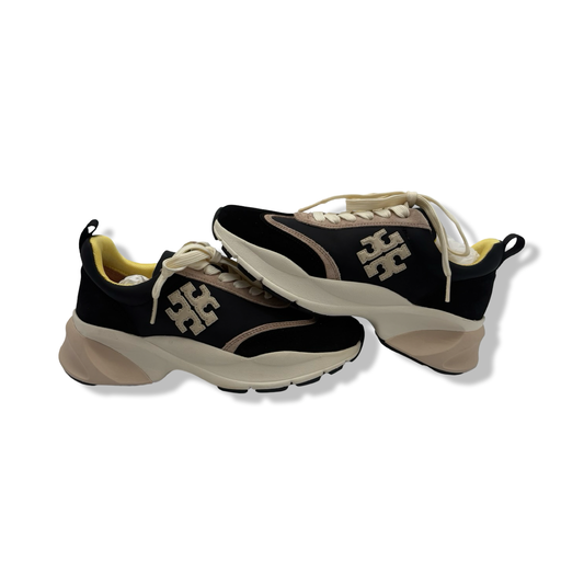 Pre-Owned Tory Burch Women's Good Luck Trainer Sneakers, Black/Cream/Black, 6.5 Medium US - B099PMKWBS